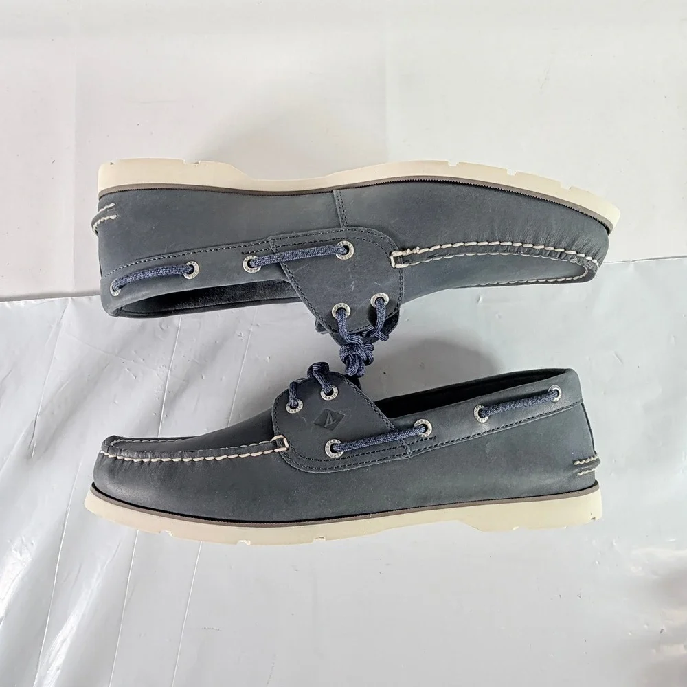 Sperry Men's Leeward 2-Eye Navy Boat Shoes Size 13 M Leather New
